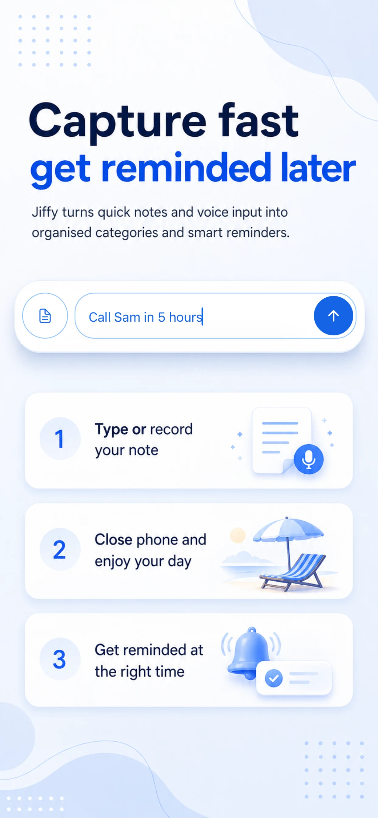 Jiffy Fast recording App Store screenshot