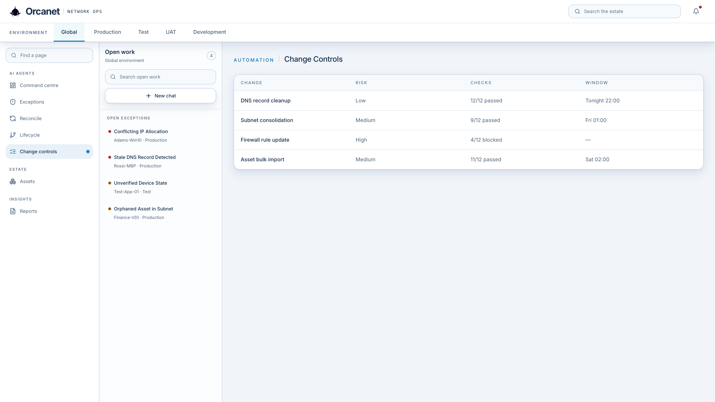 Orcanet change controls and validation results